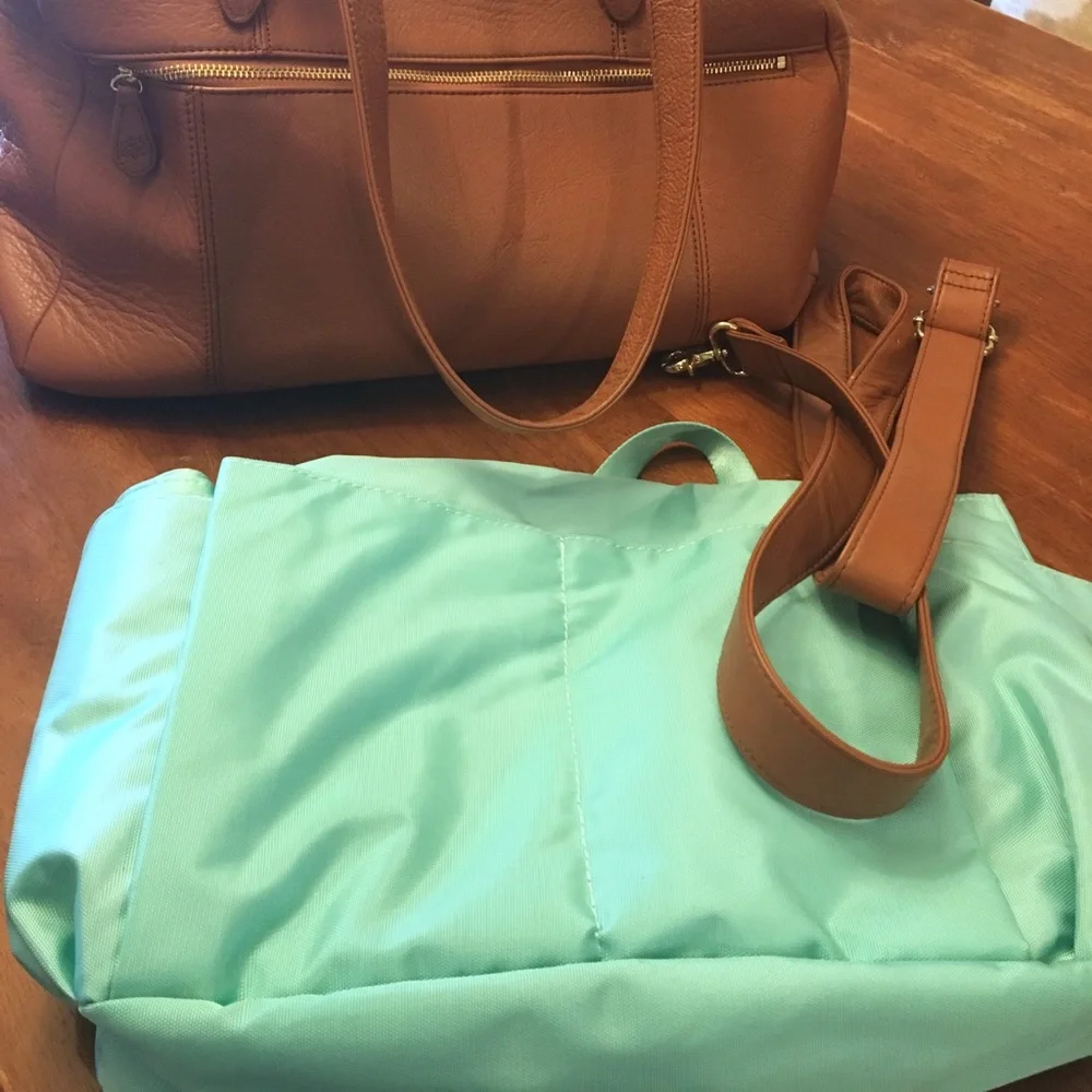 Tan Leather Diaper Bag by Lily Jade